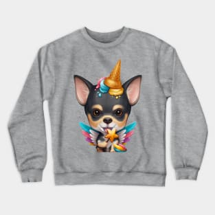 Tricolor Smooth Coat Chihuahua Ice Cream Unicorn Crewneck Sweatshirt